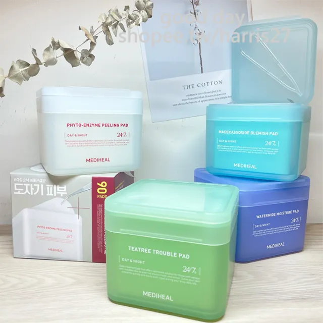【MEDIHEAL 美迪惠爾】韓國 調理化妝水棉片(保濕 積雪草 植物酵素 膠原蛋白 茶樹 視黃醇膠原蛋白 維他命)