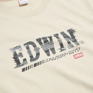 【EDWIN】男裝 加大碼 輪胎痕印花短袖T恤(灰卡其)