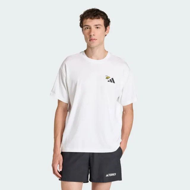 【adidas 愛迪達】U Nature G T 男女 T恤 運動上衣 白 亞版 純棉 背面印花(KB9612)