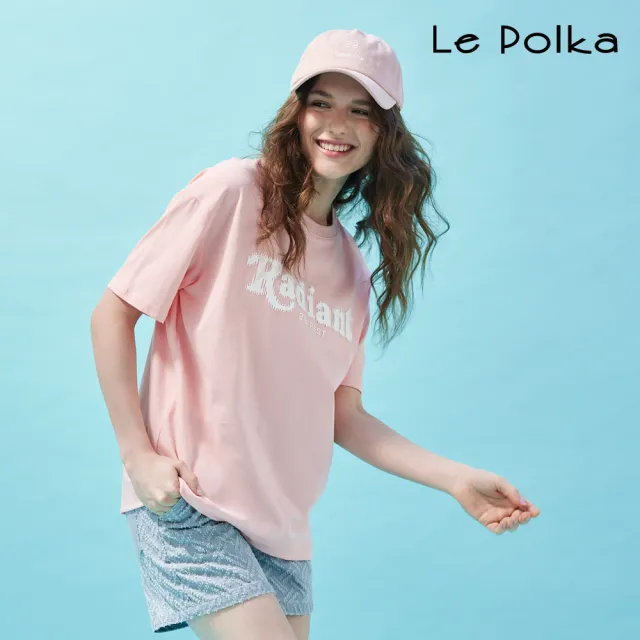 【Le Polka】撞色文字印花上衣-女