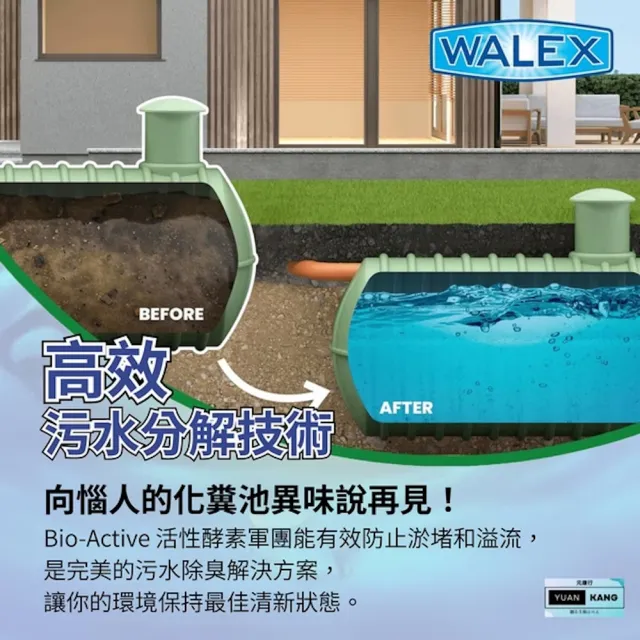 Walex化糞池酵素菌二合一分解錠 12入 （元康行 Walex台灣正式代理商）