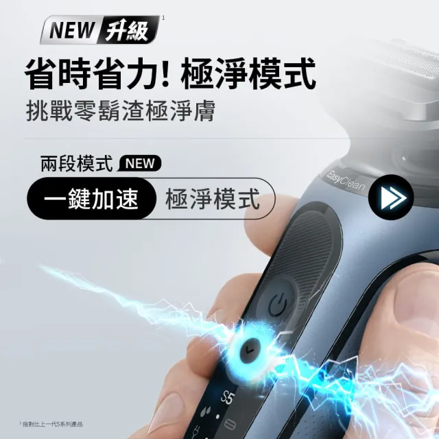 【BRAUN 百靈】智能變速 5系列PRO免拆快洗電動刮鬍刀/電鬍刀 清潔充電座組(52-M7500CC)