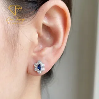 【CF Diamond】耳環 天然藍寶石 30分《織夢花》雙11(耳釘 耳針 耳飾   生日 禮物)