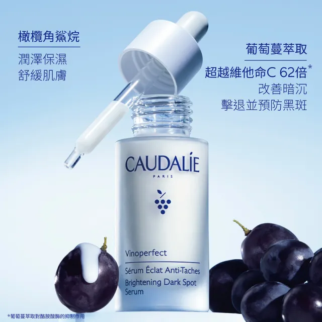 【CAUDALIE 歐緹麗】葡萄蔓極緻亮白精華液 30ml(小奶瓶/亮白淡斑/維生素C)
