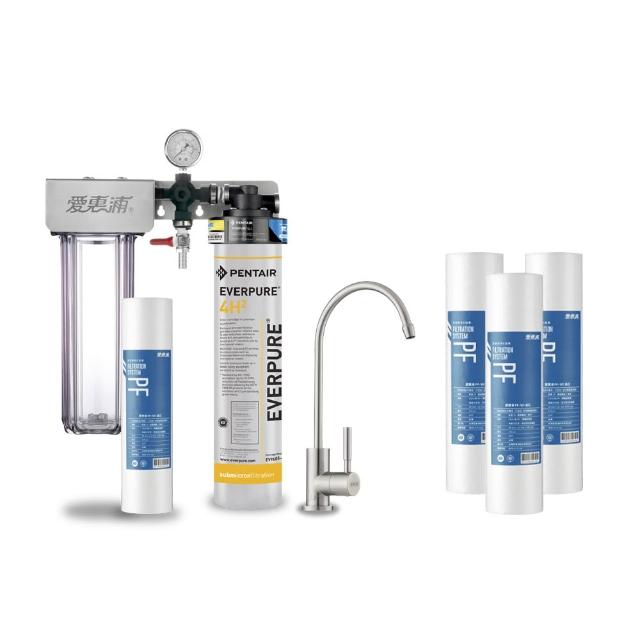 【EVERPURE 愛惠浦】櫥下型 PURVIVE Duo-4H2兩道式生飲淨水器(升級不鏽鋼龍頭/前置PP)