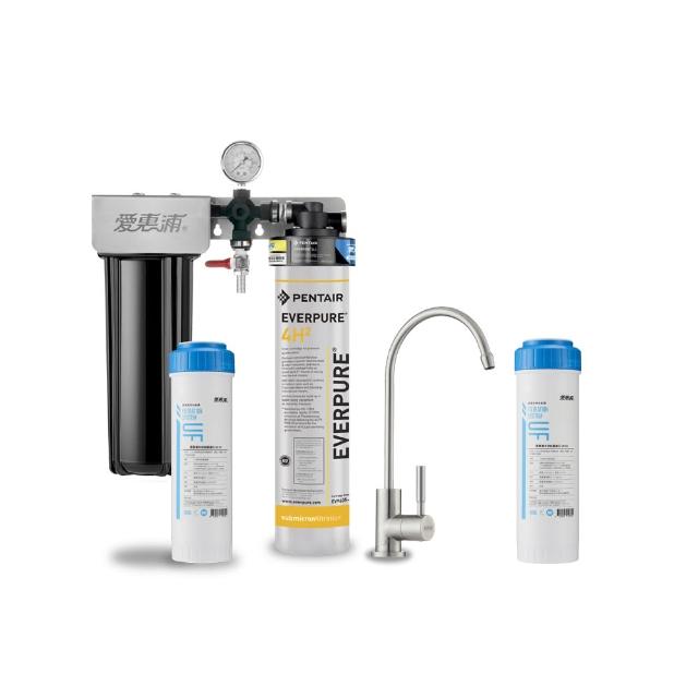 【EVERPURE 愛惠浦】櫥下型 PURVIVE Duo-4H2兩道式生飲淨水器(升級不鏽鋼龍頭/前置中空絲膜)