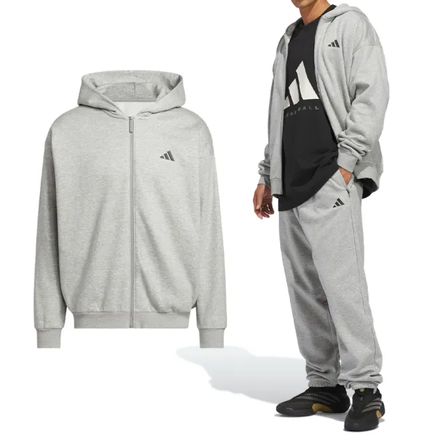【adidas 愛迪達】Fz Hoody 男款 女款 灰色 中性 運動 國際碼 休閒 連帽 外套 KB7562