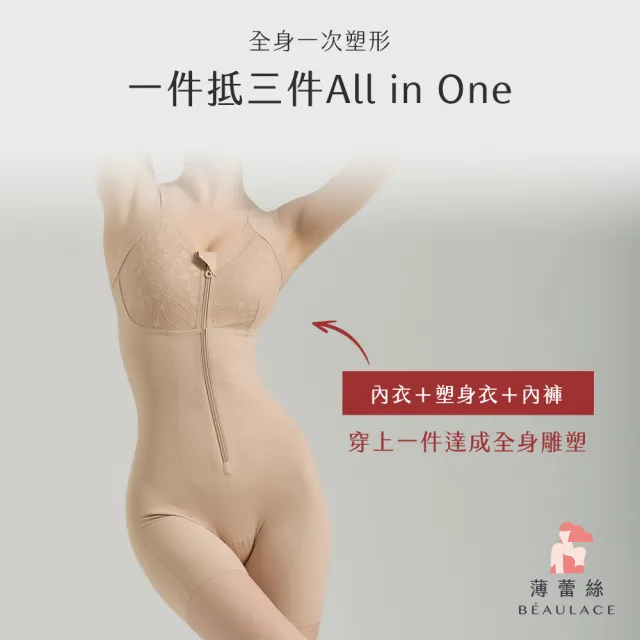 【beaulace 薄蕾絲】2件組-獨家款極塑腰線拉鍊式塑身衣 玩美緊緻(中塑型)