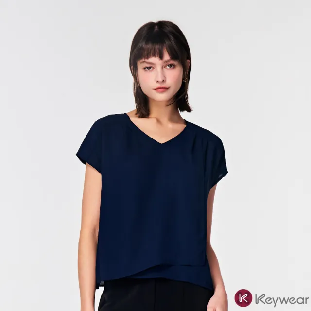 【KeyWear 奇威名品】飄逸垂墜V領垂袖上衣(共4色)