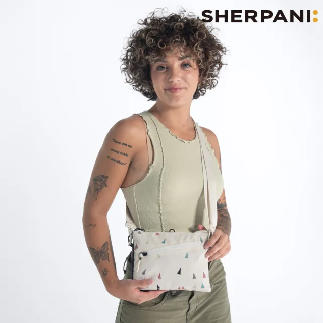 【Sherpani】雙11 Sherpani RFID 防潑水多功能斜背包 26I Zoom 1L｜印花米色 (RFID屏蔽 撥水)