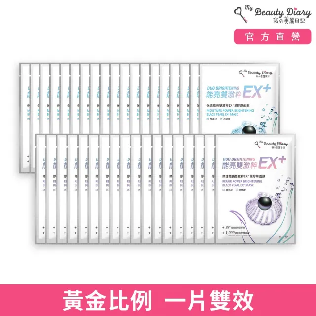【我的美麗日記】官方直營 雙效保濕修護閃耀面膜37片組(保濕雙激粹19片+修護雙激粹18片)