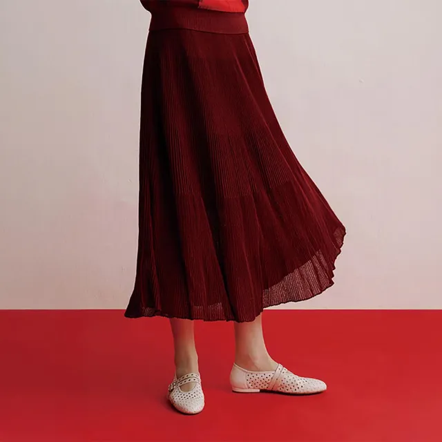 【giordano ladies】26SS 細壓摺針織長裙(02466001)