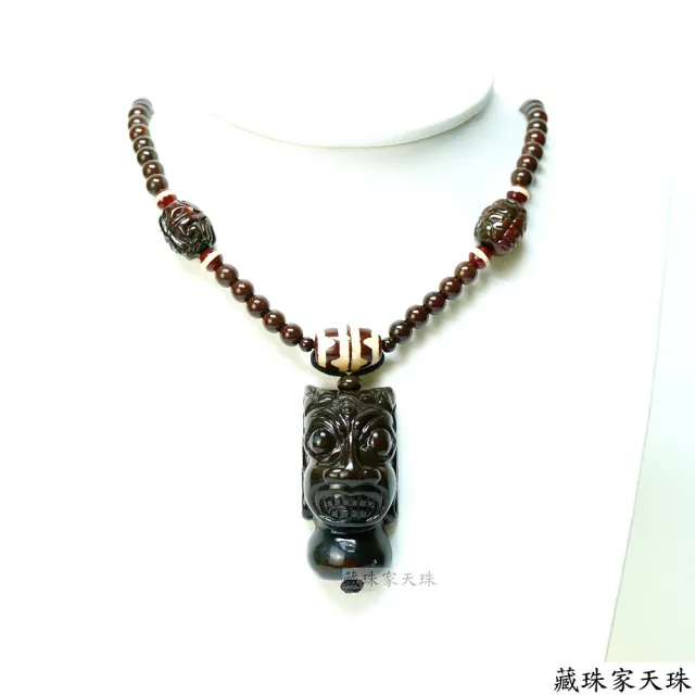 【藏珠家】48x25mm阿卡不動明王天珠項鍊