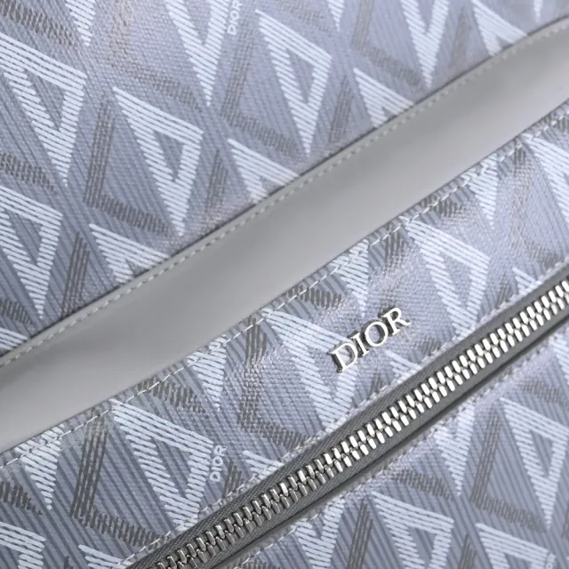 【Dior 迪奧】Rider CD Diamond 品牌LOGO幾何花紋商務包後背包(灰)