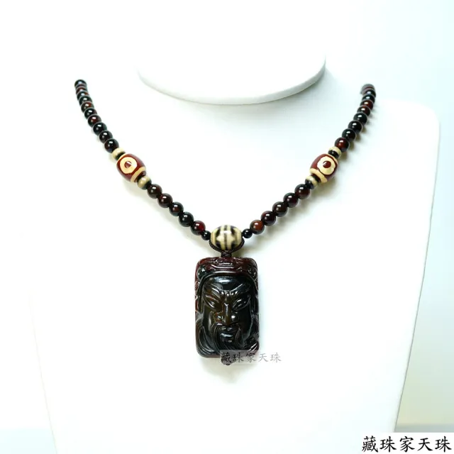【藏珠家】40x26mm阿卡關公天珠項鍊