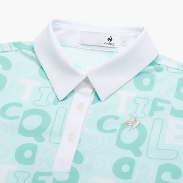 【LE COQ SPORTIF 公雞】高爾夫系列 女款淺綠色吸汗速乾彈性防曬短袖POLO衫 QLX2T216