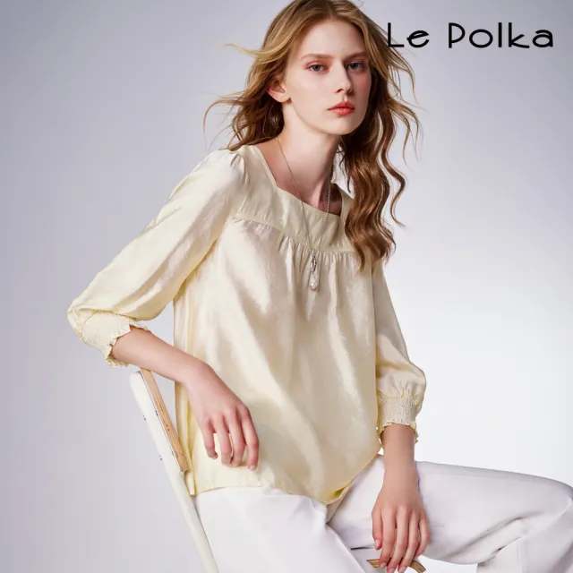 【Le Polka】光澤感仿絲上衣-女