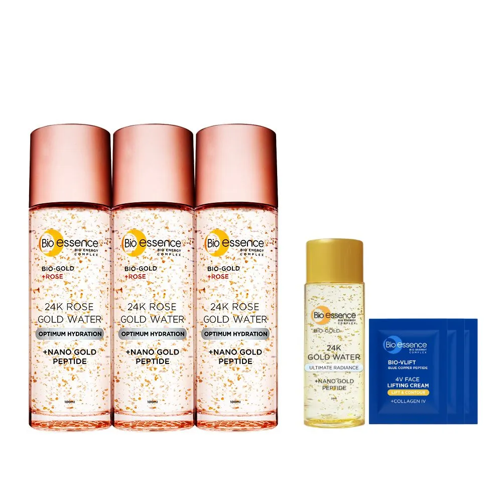 【Bio-essence 碧歐斯】新升級BIO金萃玫瑰黃金精華露100ml(3入組)