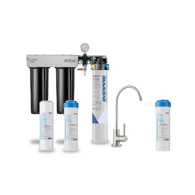 【EVERPURE 愛惠浦】櫥下型 PURVIVE Trio-H300NXT三道式生飲淨水器(升級不鏽鋼龍頭/前置樹脂+中空絲膜)