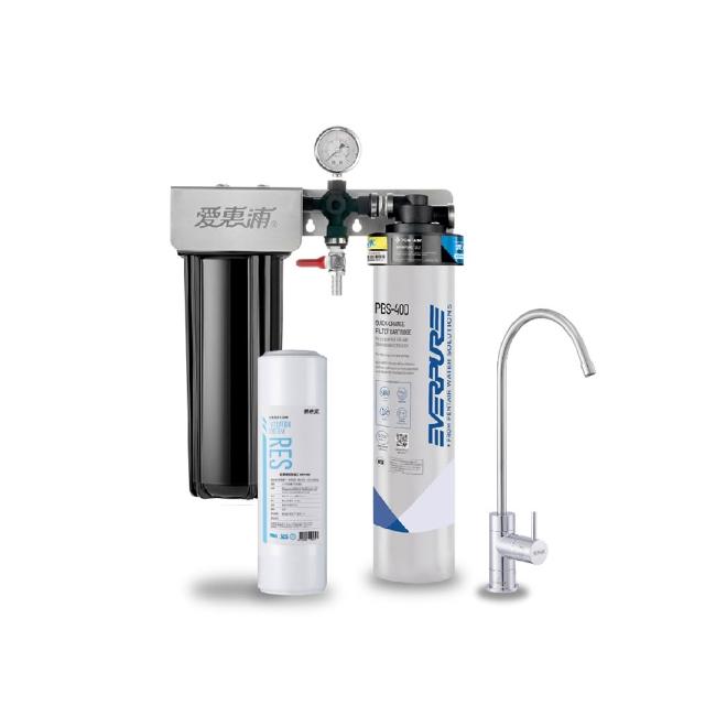 【EVERPURE 愛惠浦】櫥下型 PURVIVE Duo-PBS400無鉛龍頭兩道式生飲淨水器(前置樹脂)