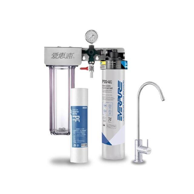 【EVERPURE 愛惠浦】櫥下型 PURVIVE Duo-PBS400無鉛龍頭兩道式生飲淨水器(前置PP)