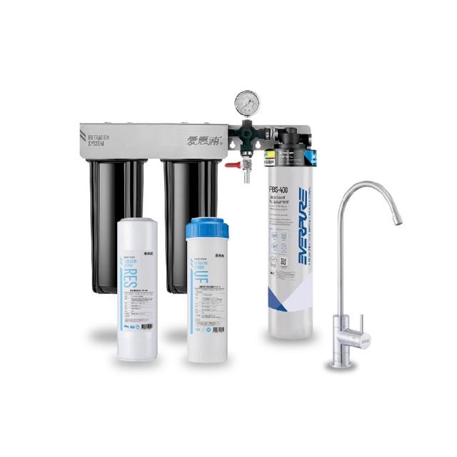 【EVERPURE 愛惠浦】櫥下型 PURVIVE Trio-PBS400無鉛龍頭三道式生飲淨水器(前置樹脂+中空絲膜)