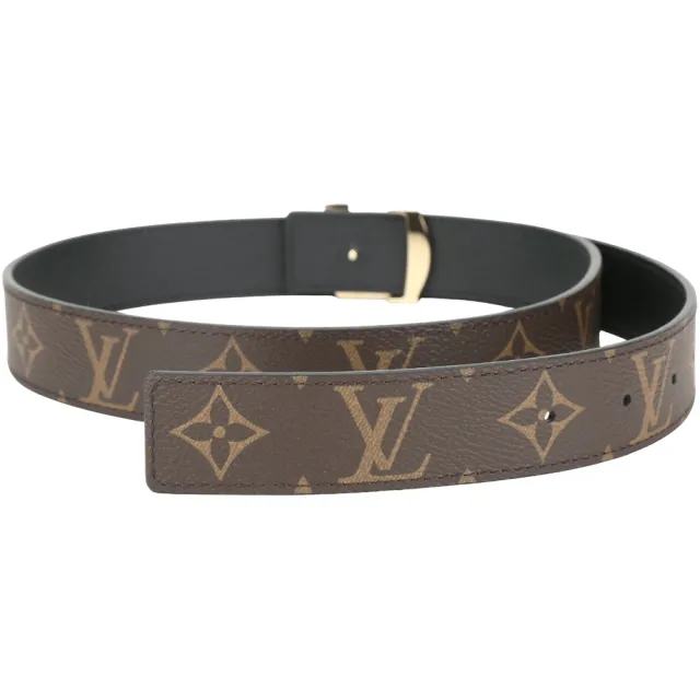 【Louis Vuitton 路易威登】LV M0565W 30mm 字母金釦老花拼壓紋牛皮雙面用腰帶-咖啡x黑色