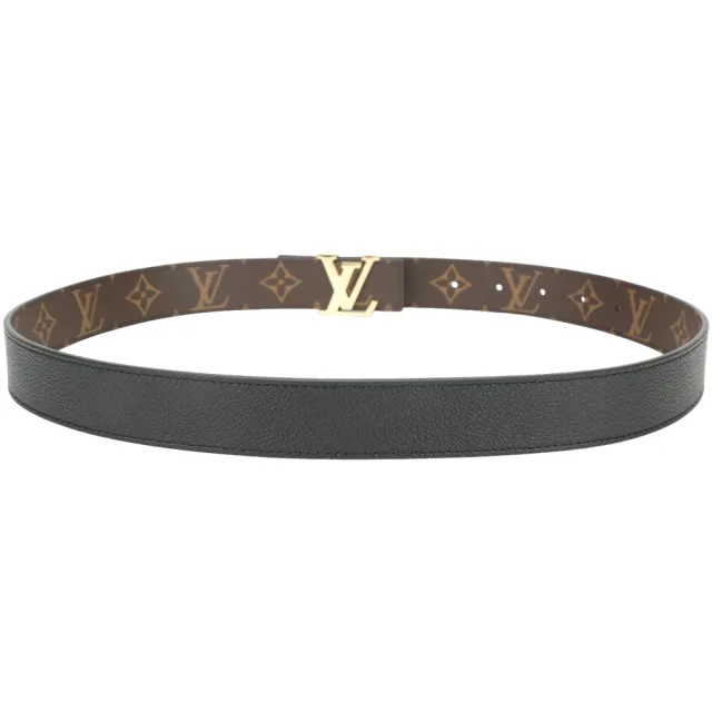 【Louis Vuitton 路易威登】LV M0565W 30mm 字母金釦老花拼壓紋牛皮雙面用腰帶-咖啡x黑色
