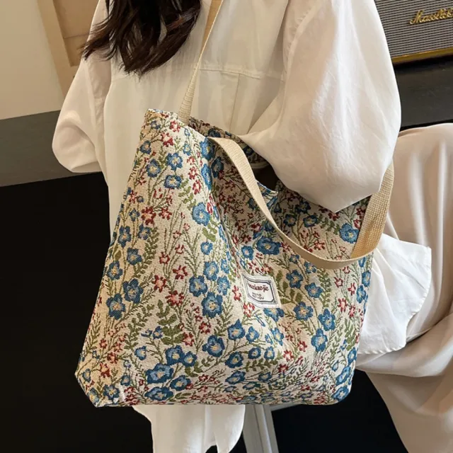 【米蘭精品】現貨+預購 手提包帆布肩背包托特包側背包單肩包隨身女包(加厚刺繡字母4款74jn38 E)