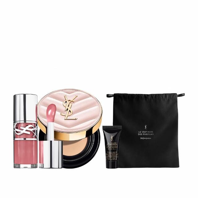 【YSL】官方直營 超模光感嫩唇彩妝組(超模光感精華水氣墊+情挑誘光嫩唇凍)