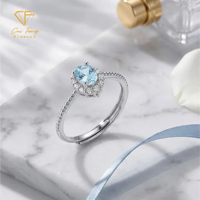 【CF Diamond】戒指 天然托帕石 40分《澄淨》雙11( 招財 開運 女戒 鑽戒 禮物 生日)