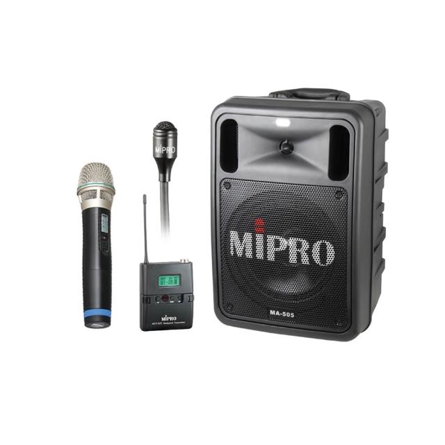 【MIPRO】MA-505 配1手握式+1領夾式UHF無線麥克風(精華型 雙頻道手提式無線擴音機)