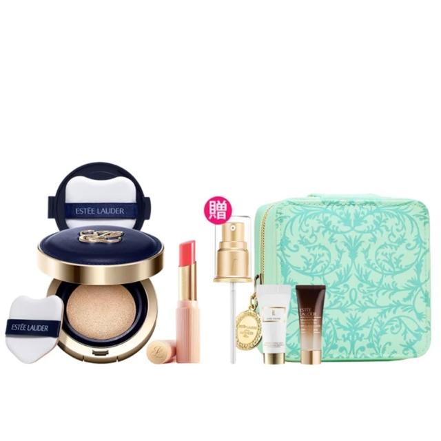 【Estee Lauder 雅詩蘭黛】粉磨皮氣墊水啵啵潤唇膏組(完美鎖妝氣墊粉餅+水啵啵琉璃潤唇膏/IU同款/底妝)