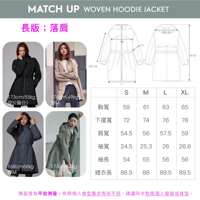 【STL】現貨 韓國 MatchUp 防潑水 防曬 女 戶外機能 縮腰修身 連帽 及腿長版 風衣 外套(多色)
