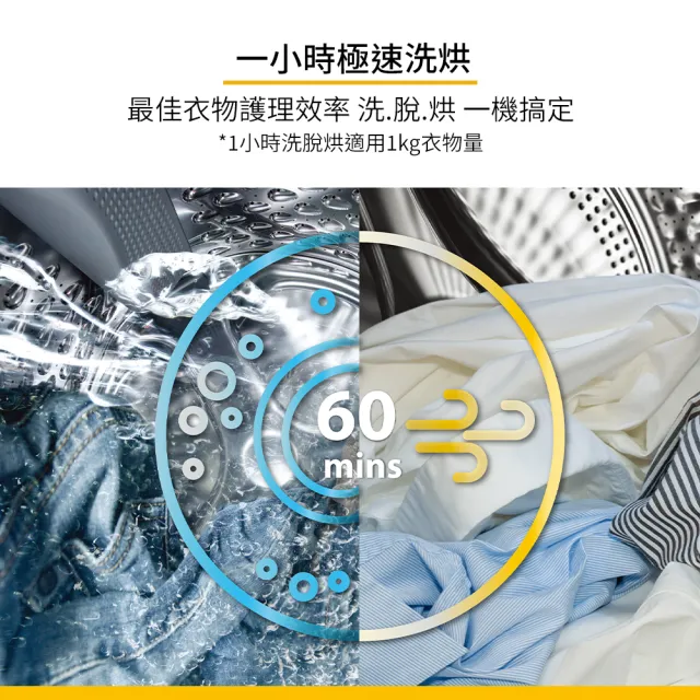 【Whirlpool 惠而浦】家電快配10.5公斤 Essential Clean洗脫烘變頻滾筒洗衣機(WWEB10701BS)