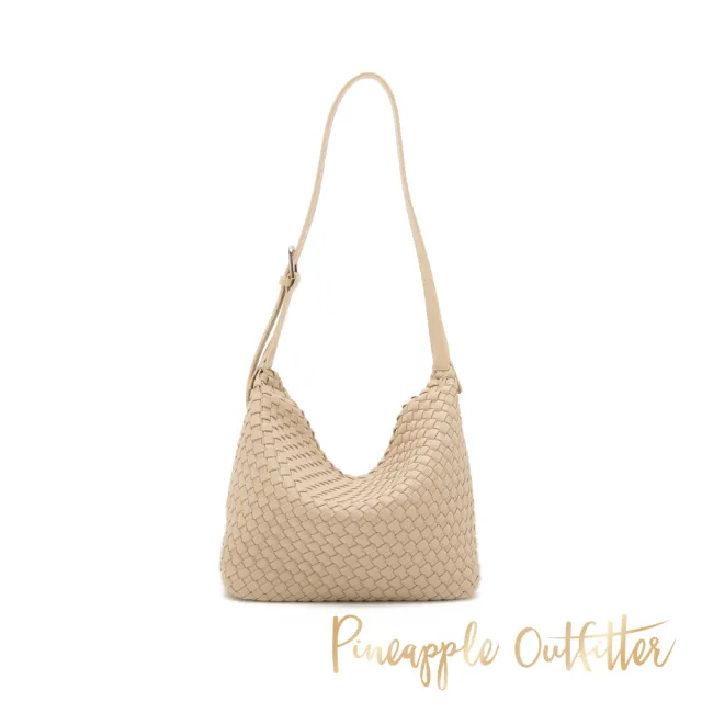 【Pineapple Outfitter】極簡編織大容量真皮肩背包(白色)