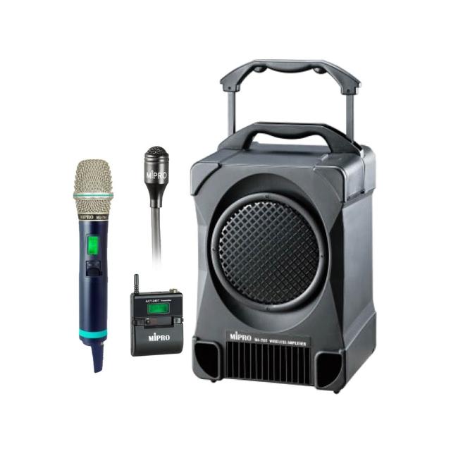 【MIPRO】MA-707 附CD.USB 配1手握240H+1領夾麥克風(專業型最新2.4G無線手提式擴音機)