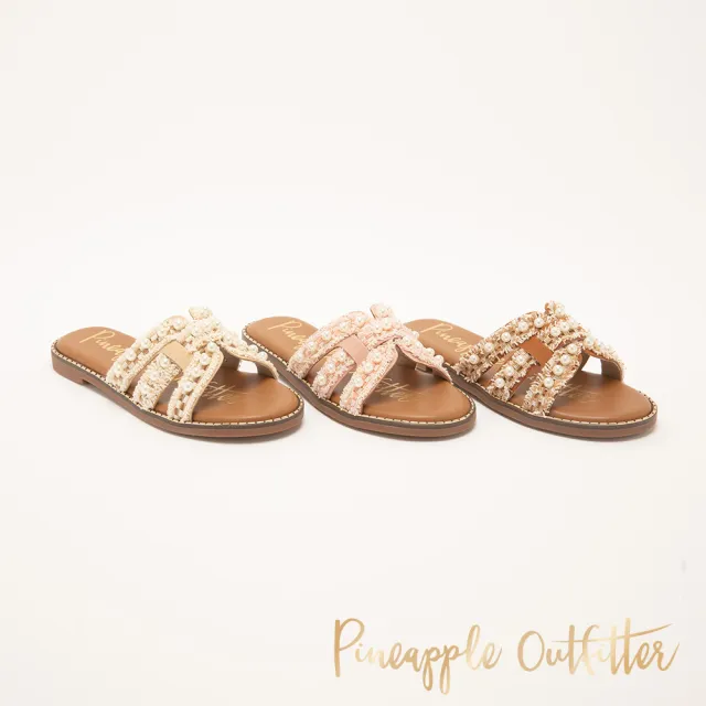 【Pineapple Outfitter】夏日風情珍珠布面平底拖鞋REMI(棕色)