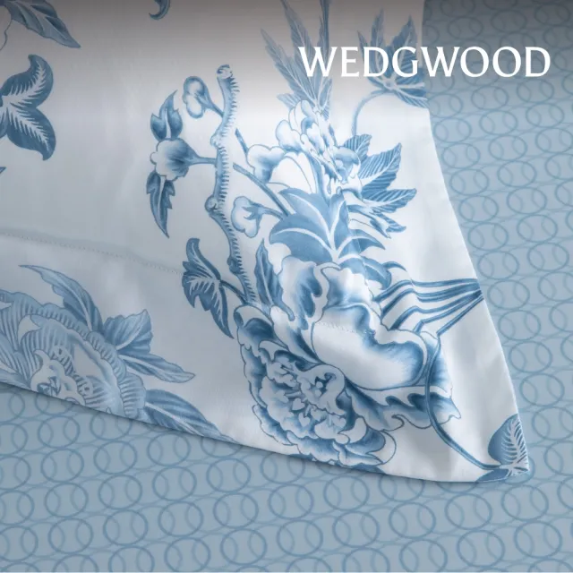【WEDGWOOD】印花薄被套床包枕套四件組 加大(天絲純棉任選｜60支300織)