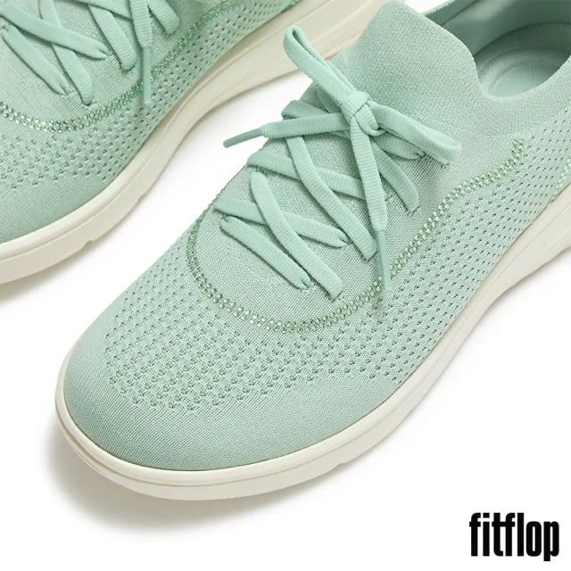【FitFlop】SUPER-Q 水鑽邊針織繫帶休閒鞋-女(薄荷綠色)