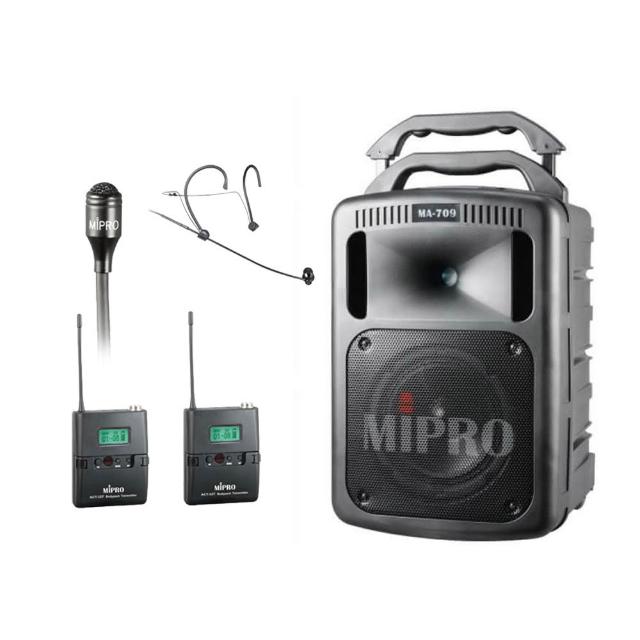 【MIPRO】MA-709 配1領夾+1頭戴式麥克風(豪華型手提式無線擴音機/嘉強公司貨)