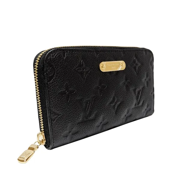 【Louis Vuitton 路易威登】M12425 新款Margot系列 Empreinte壓紋皮革銘牌拉鍊中夾錢包(黑色)