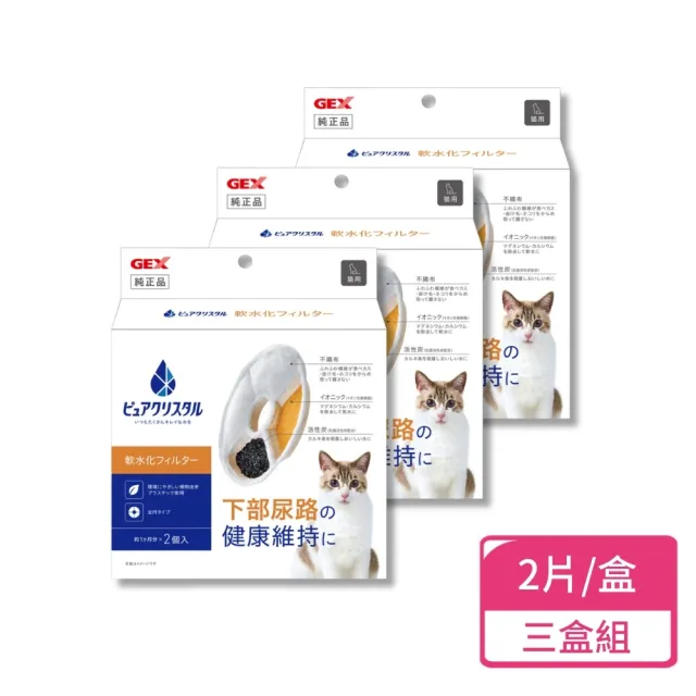 【GEX】貓用軟化水質替換芯 2片/盒;三盒組(寵物飲水濾棉)