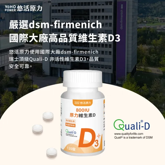 【悠活原力】原力維生素D 800IU錠x2瓶(120錠/瓶 共240錠 維生素D3 維他命D3)