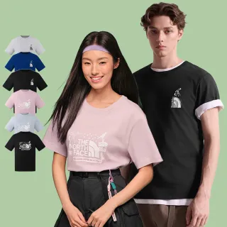 【The North Face】男女款純棉手繪印花短袖T恤 (多色可選)