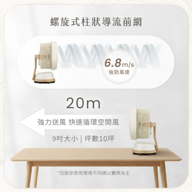 【SAMPO 聲寶】9吋木紋擴香全可拆DC馬達3D循環扇 SK-RN09SDR