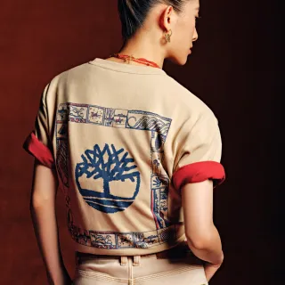 【Timberland】中性米色馬年特別款圖案短袖T恤(A5MYJY94)