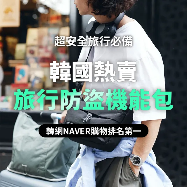 【Branden】品牌旗艦店｜旅行防盜機能側背包L（防盜包/防盜側背包/側背包/RFID防盜）