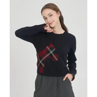 【SCOTTISH HOUSE】格紋狗長袖針織-粉/深藍 CJXA1419