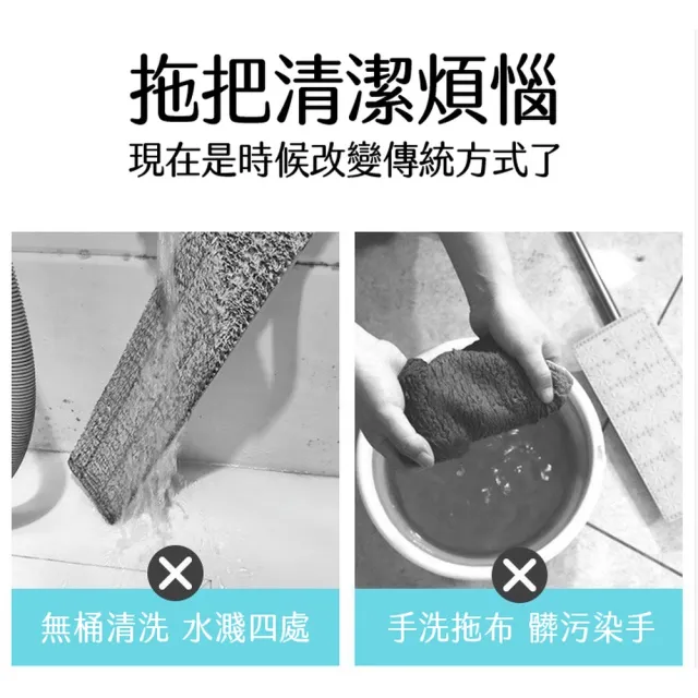 【ROYAL LIFE 皇室生活】免手洗平板乾濕兩用拖把-單購拖把布 2入組(乾濕兩用/旋轉拖把/平板拖把/免洗拖把)